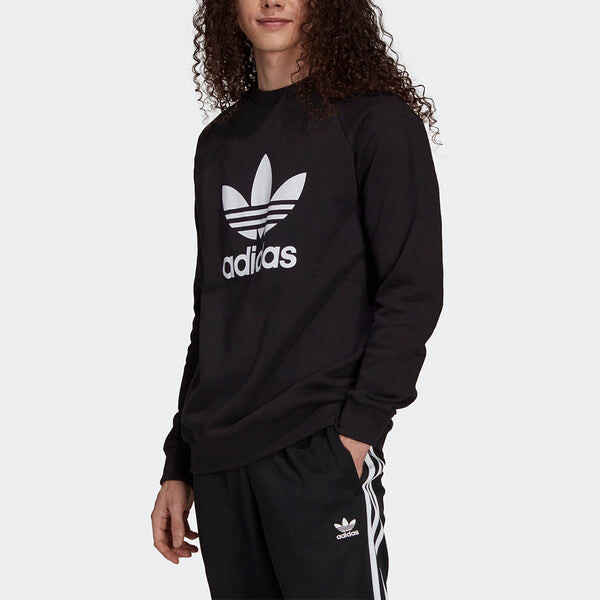 Толстовка Men's adidas originals Tresoil Crew Large Logo Sports Pullover Round Neck Black, черный — фото 3