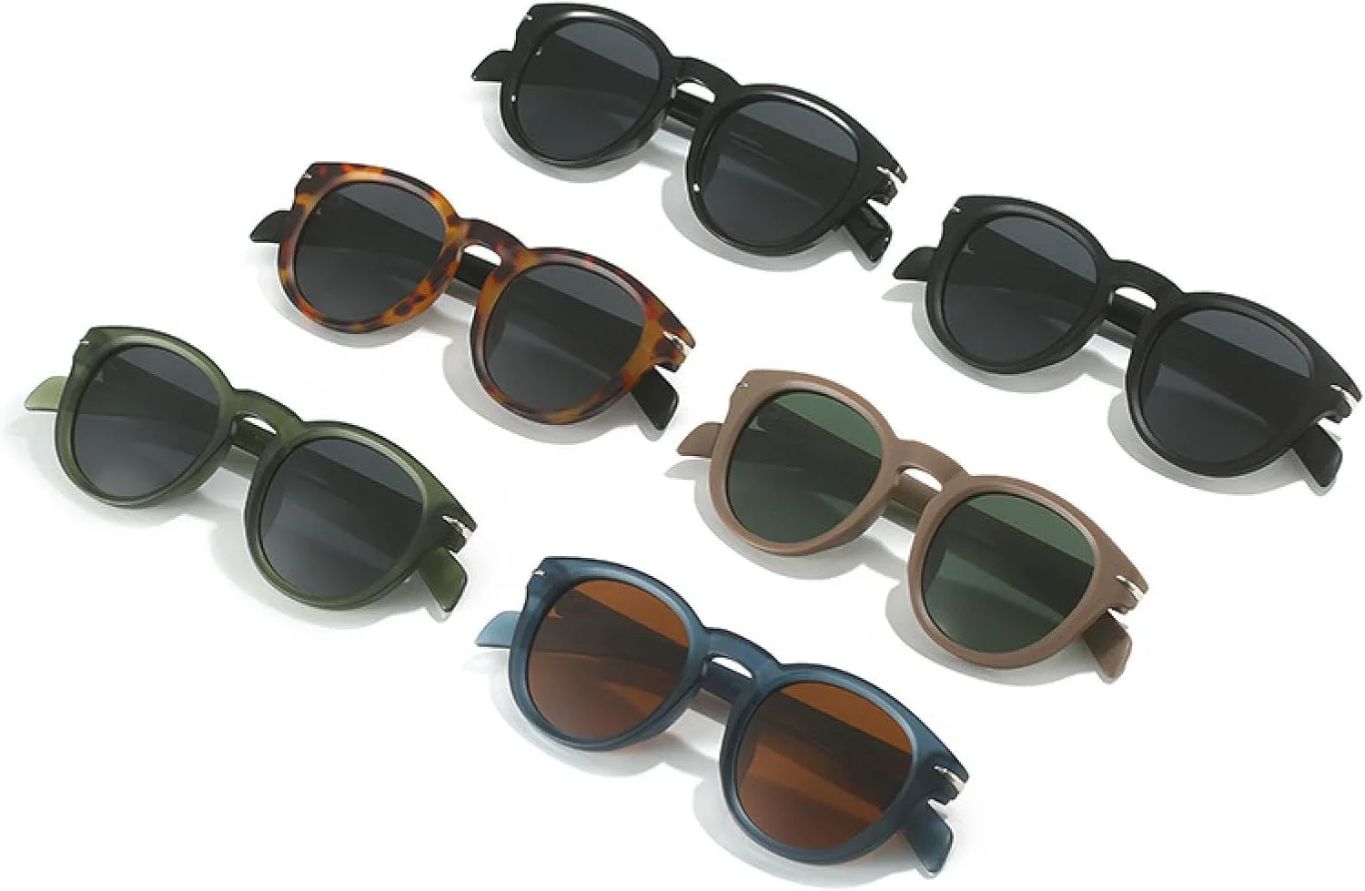 

Мужские солнцезащитные очки в стиле ретро, ​​круглые, с защитой от УФ-излучения UV400, модные, сине-зеленые, женские с заклепками HHZZYVY, Glossy Black Grey