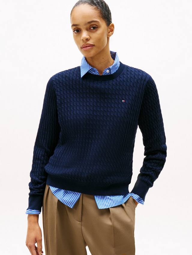 

Джемпер с логотипом кабельной вязки Tommy Hilfiger, цвет Dark Night Navy