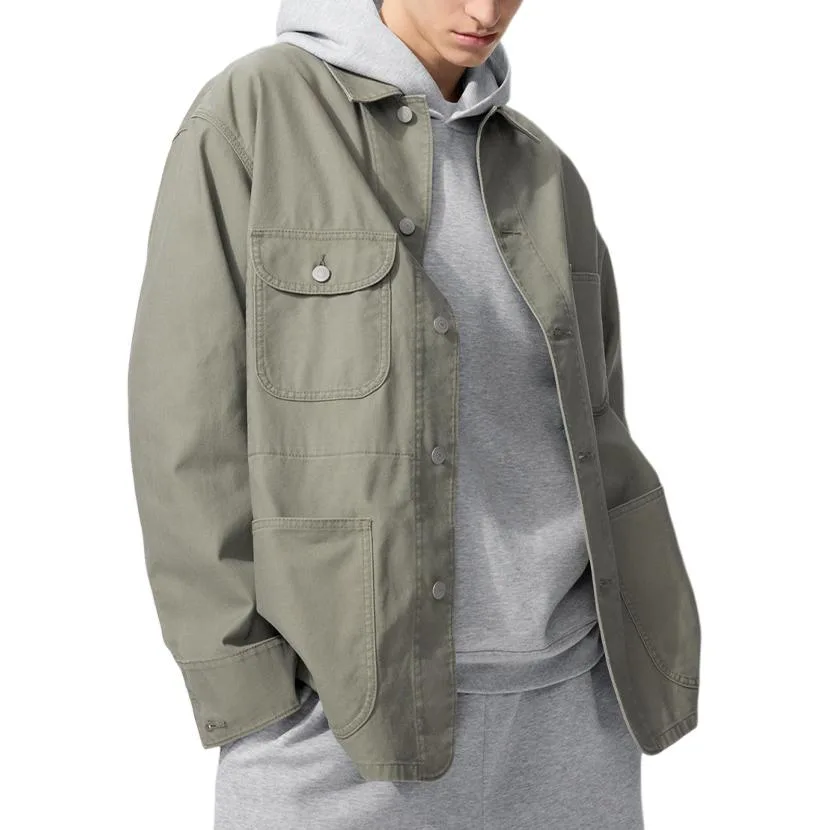 UNIQLO Куртка унисекс оливковая с лацканами в стиле workwear