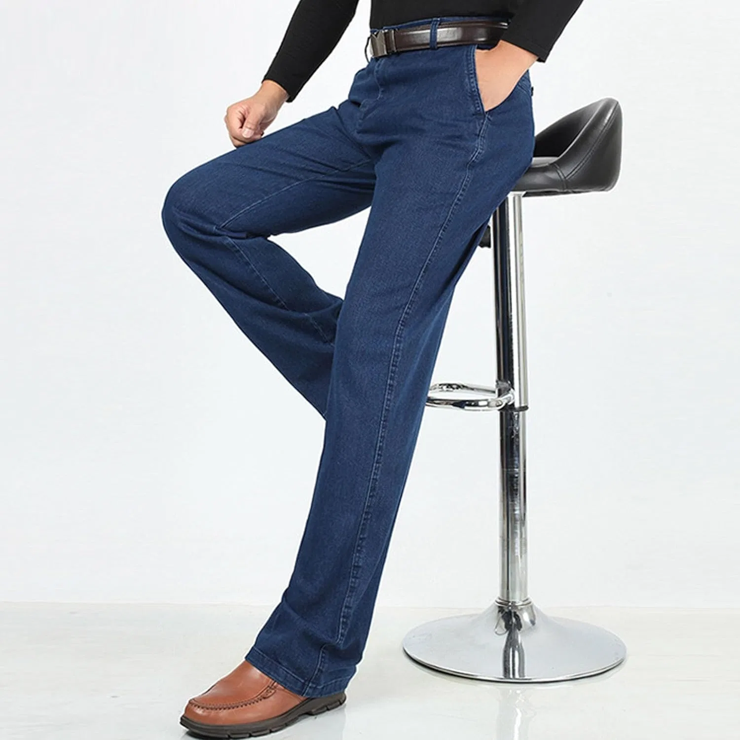 Джинсы свободные Comfort Flex, средний синий — фото 4