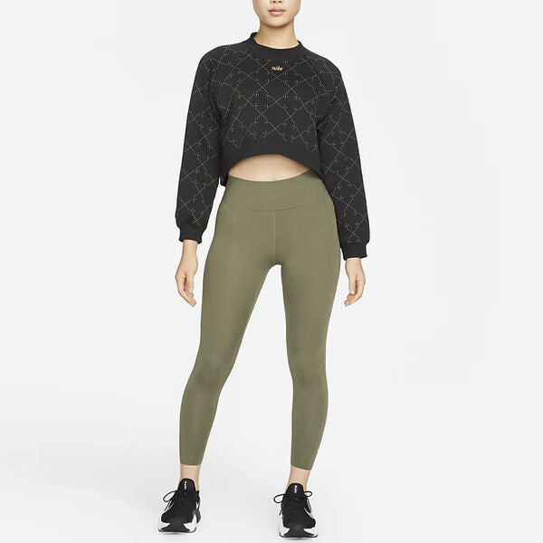 Свитер athleisure casual sports fleece lined short round neck pullover black hoodie Nike, черный — фото 3