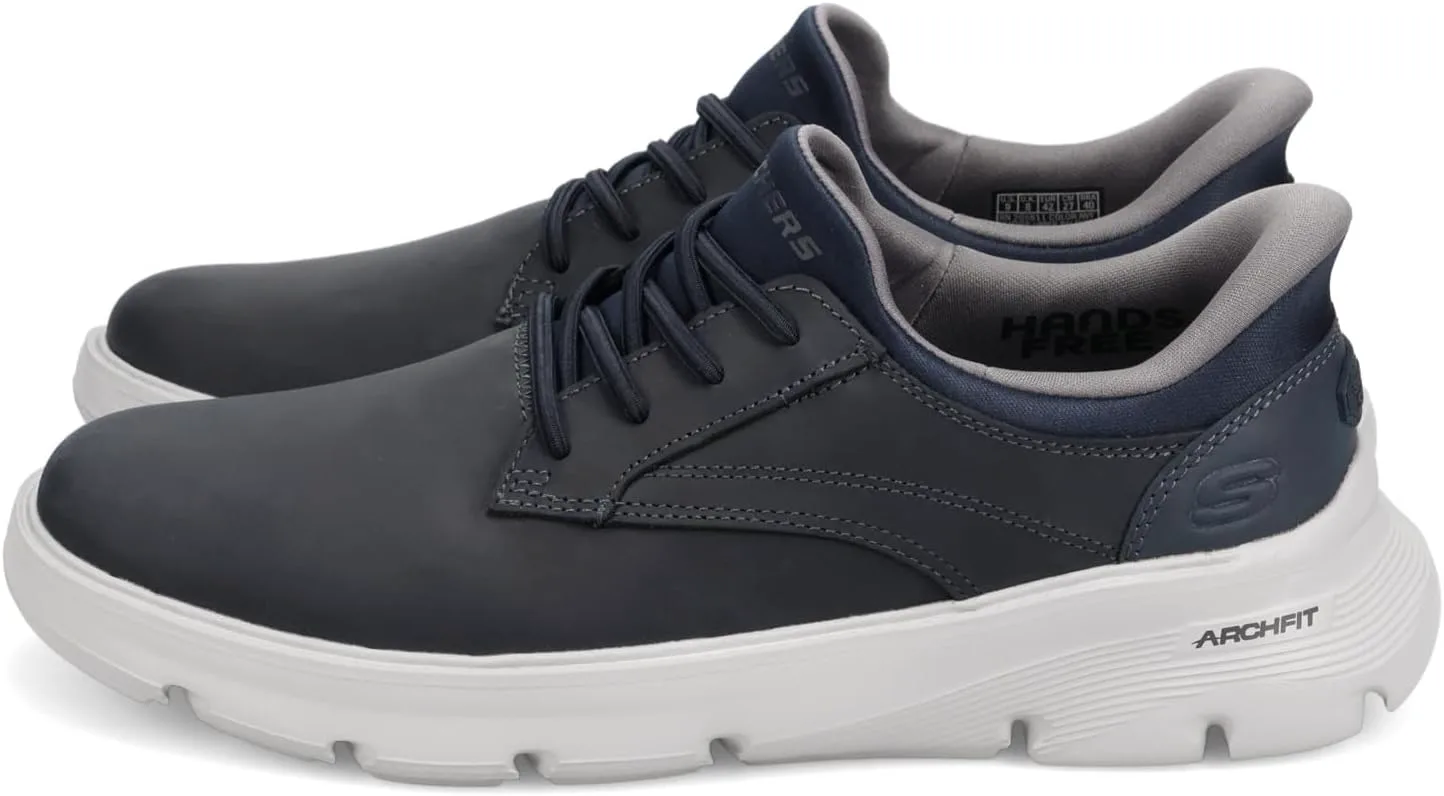 Мужские кроссовки Skechers USA Arch Fit Garza - Langston с закругленным носком, кожаным верхом и шнуровкой, темно-синий — фото 4