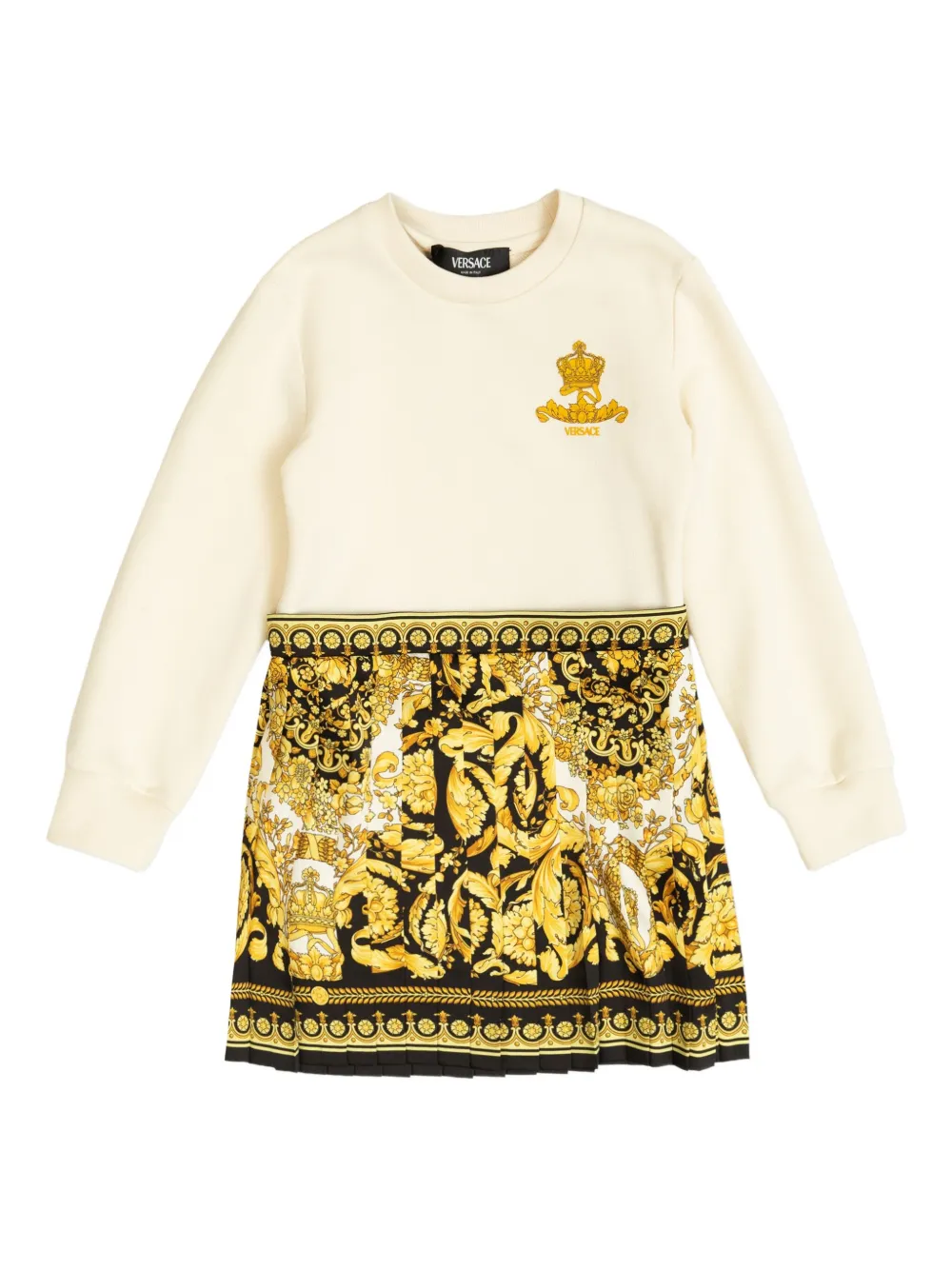 

Декорированное платье со складками Versace Kids, нейтральный