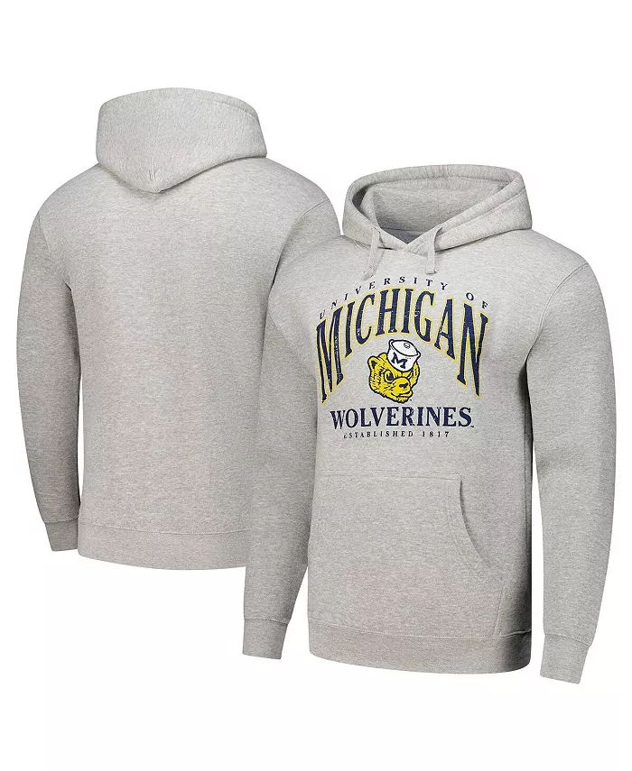 

Мужская толстовка с капюшоном Heather Gray Michigan Wolverines Tall Arch Essential League Collegiate Wear