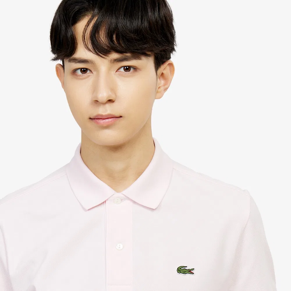 Мужская поло-рубашка Lacoste French Regular Fit, базовая, светло-розовый — фото 2