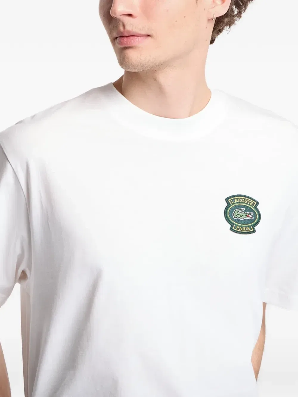 Футболка Lacoste с нашивкой-логотипом, круглый вырез, короткие рукава, белый — фото 4