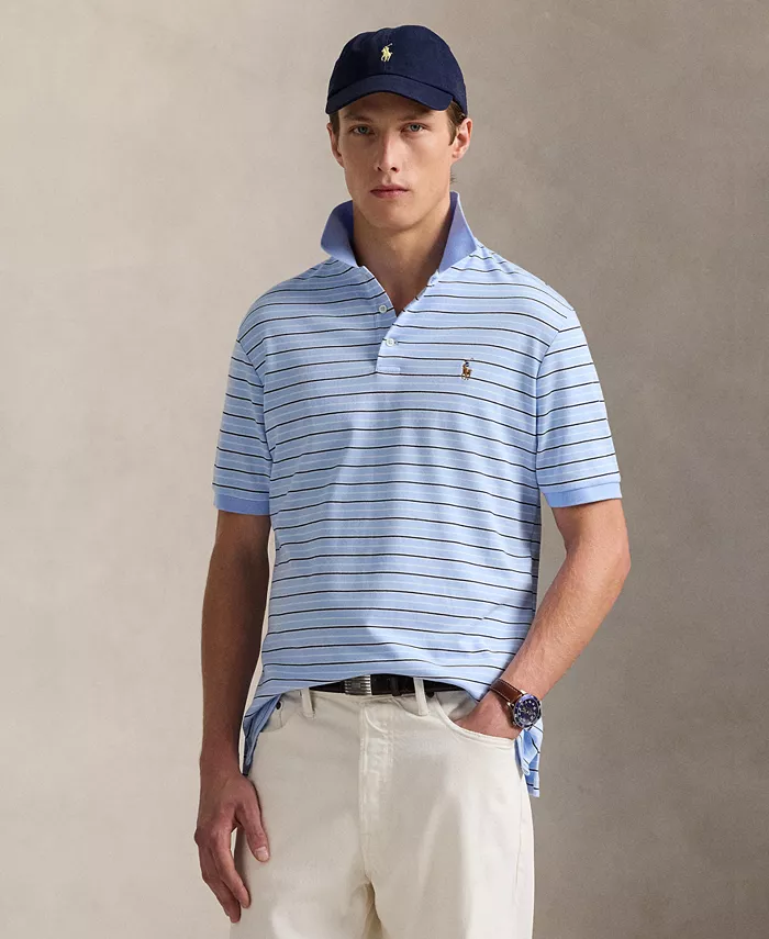 

Мужская полосатая классическая поло из мягкого хлопка Polo Ralph Lauren, синий