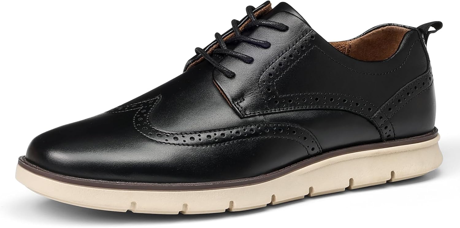 

Мужские классические туфли Hantatop, броги из натуральной кожи на шнуровке, повседневные оксфорды с перфорацией, удобные, стильные, деловые, формальные кроссовки для офиса, свиданий, свадеб, черный