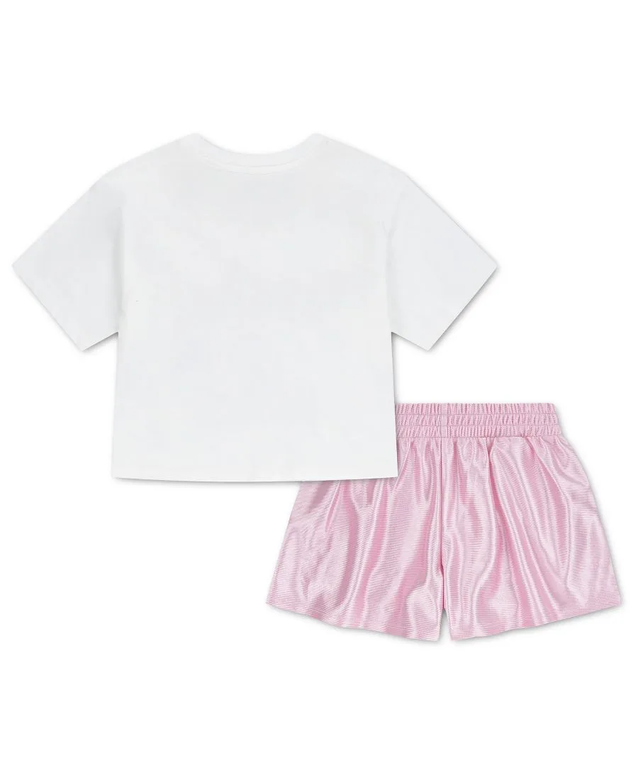 Детский комплект из футболки и шорт Durasheen с круглым вырезом, размер 4T-6X Jordan, medium soft розовый — фото 2