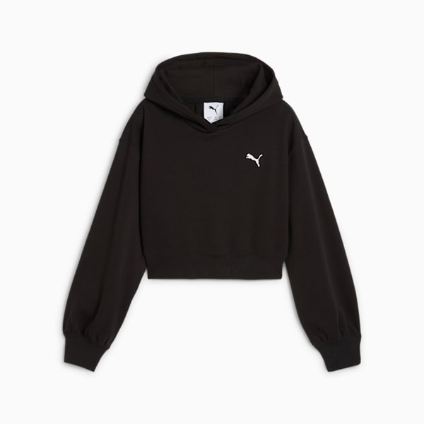 Короткая толстовка с капюшоном для больших детей Puma Wardrobe Essentials, черный — фото 4