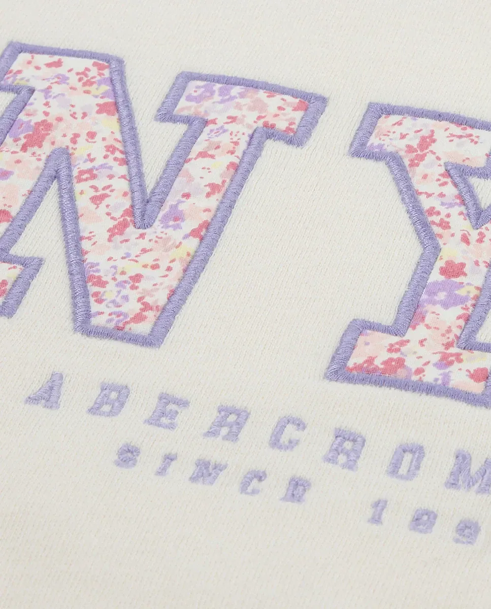 Цветной свитшот Abercrombie Kids NYC, кремовый — фото 4