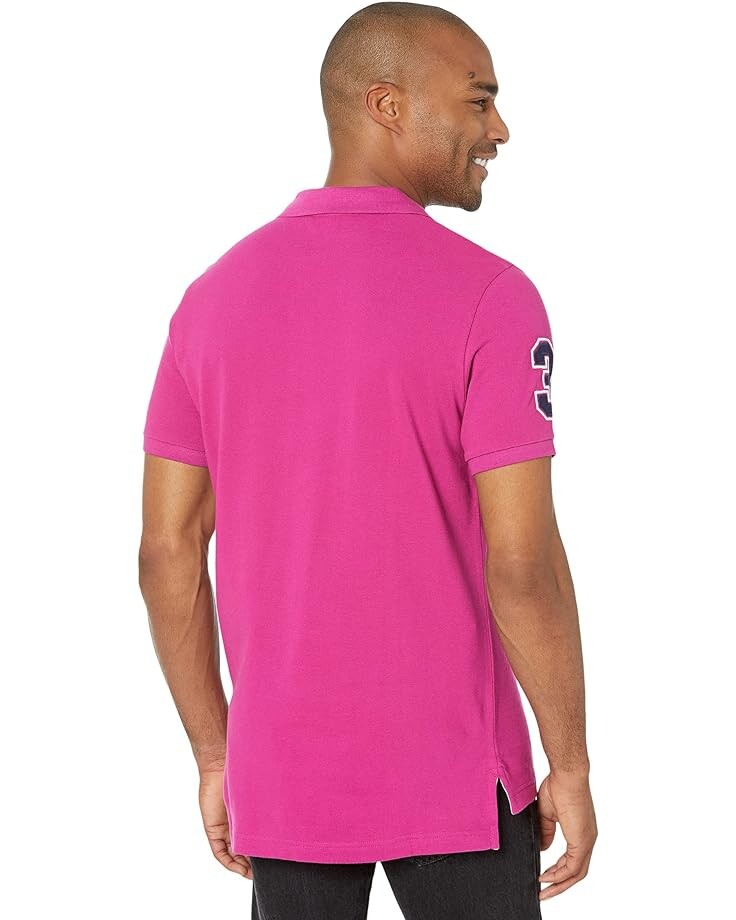 

Поло U.S. POLO ASSN. Slim Fit Big Horse Polo with Stripe Collar, цвет Hillsdale Fuchsia