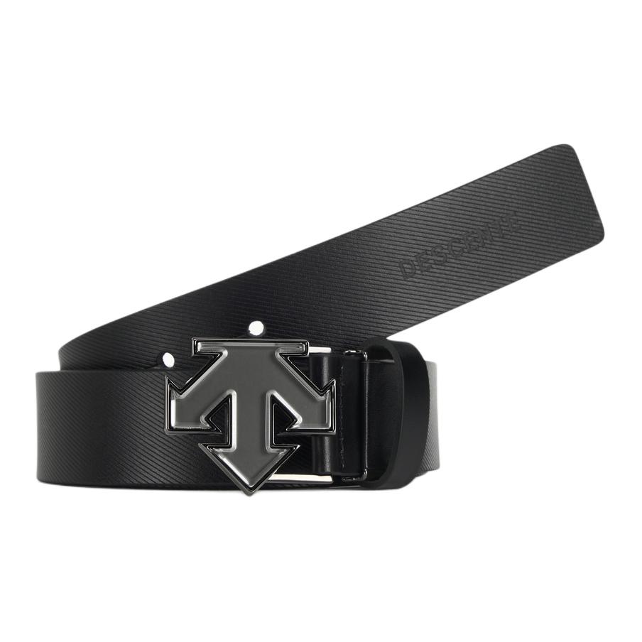 

DESCENTE Кожаный ремень с металлической фурнитурой мужской черный, Black