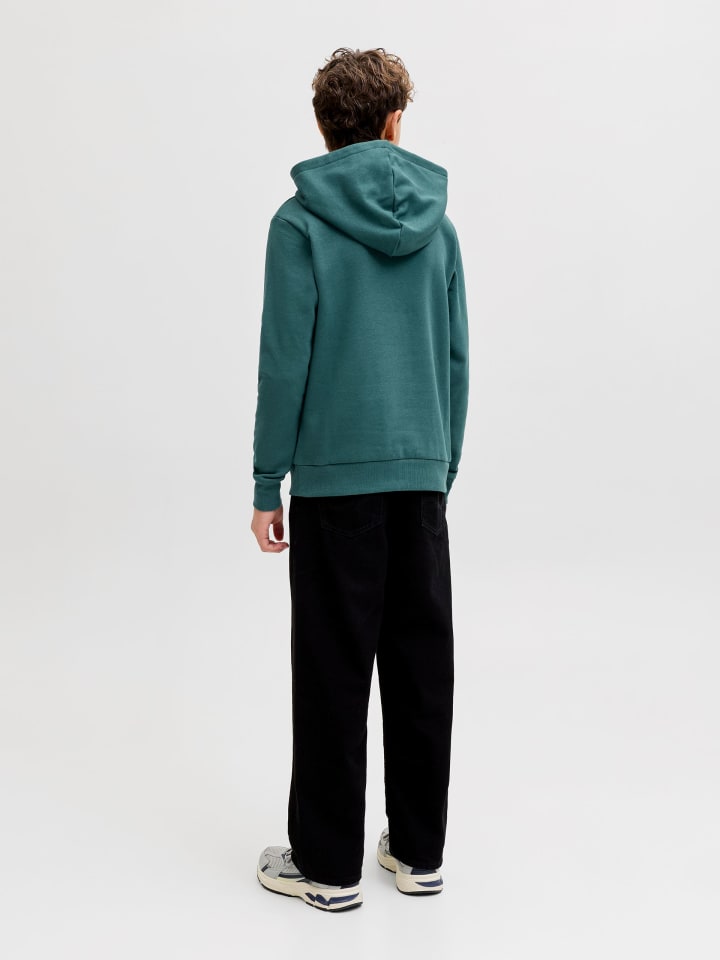 JACK & JONES Junior Толстовка JJECALEB VARSITY SWEAT HOODIE JNR в Атлантическом океане — фото 3