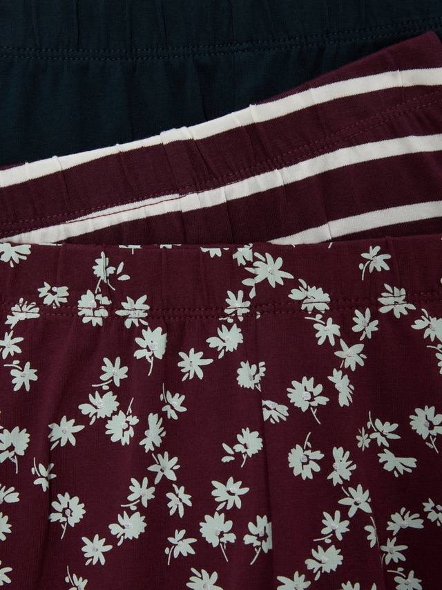 Детские легинсы из джерси с однотонным, полосатым и цветочным принтом John Lewis, Pack of 3, Berry, Blue, Cream — фото 3