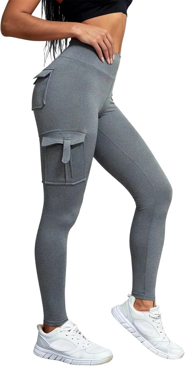 

Карго-легинсы с накладными карманами для женщин, high waisted, elastic, yoga pants, scrunch butt lifting Kenvina