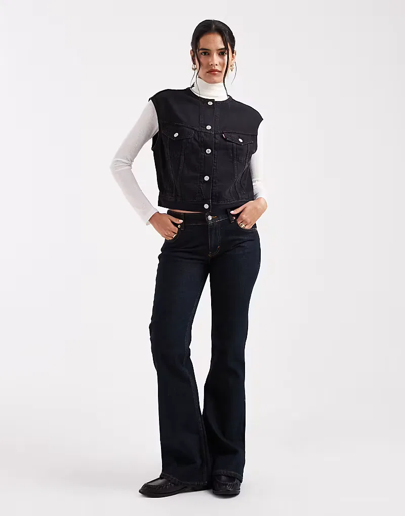 Джинсовый жилет-блузон vintage Levis Levi's, черный — фото 3