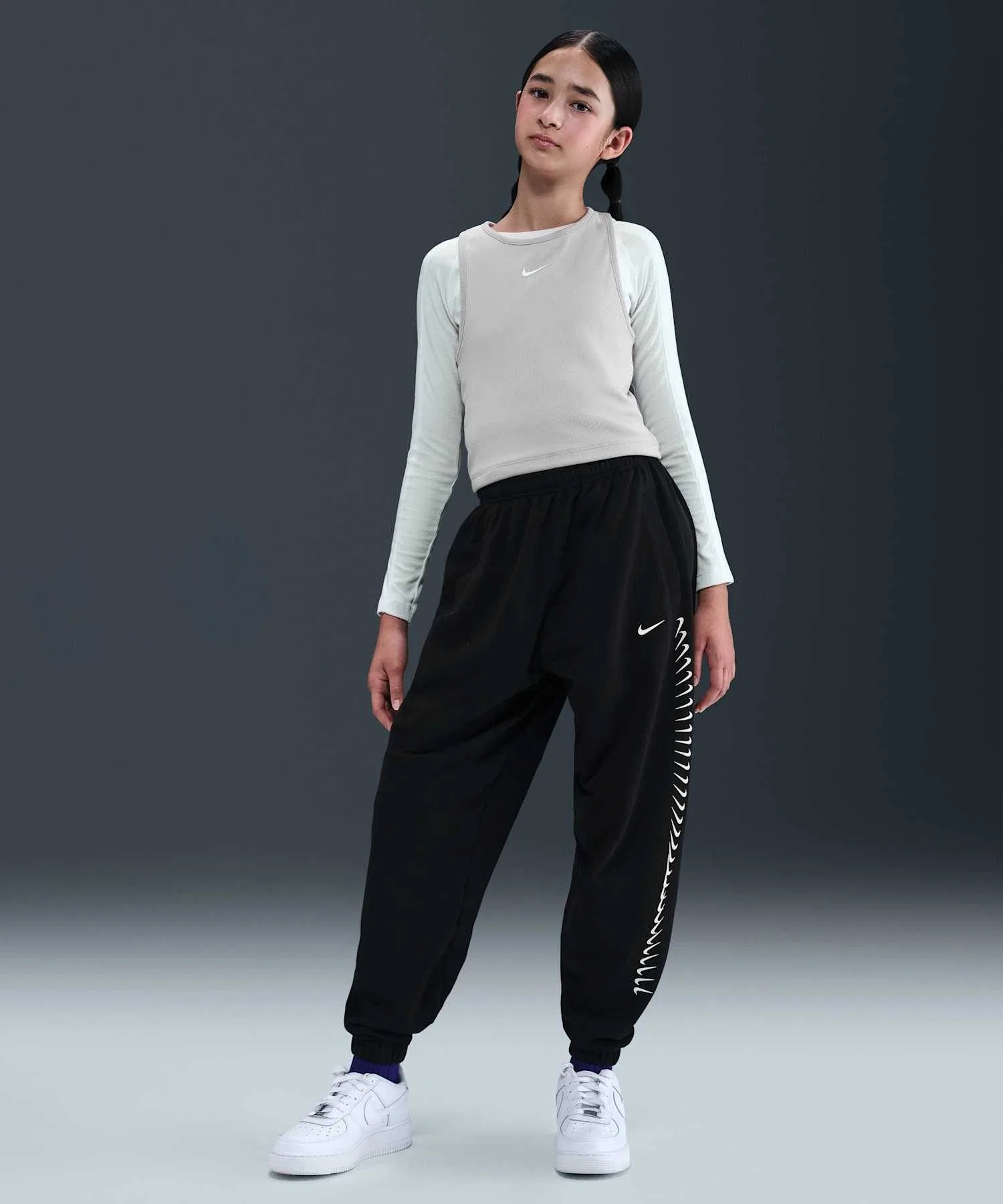 Детские флисовые брюки Nike Sportswear Dri-FIT для девочек, HV0736-010, черные.