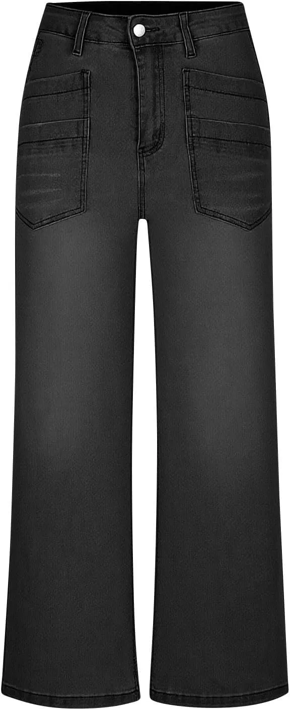 Джинсы свободные Wide Leg Denim, черные — фото 4