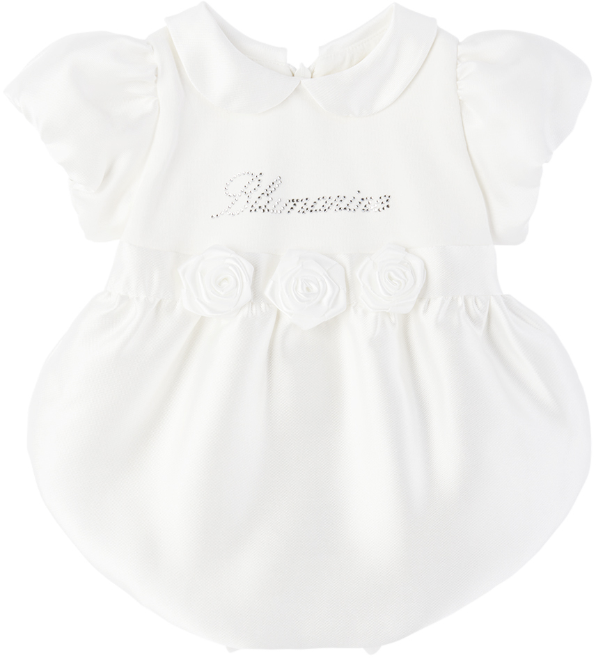 

Детский белый комбинезон с отделкой кристаллами Miss Blumarine