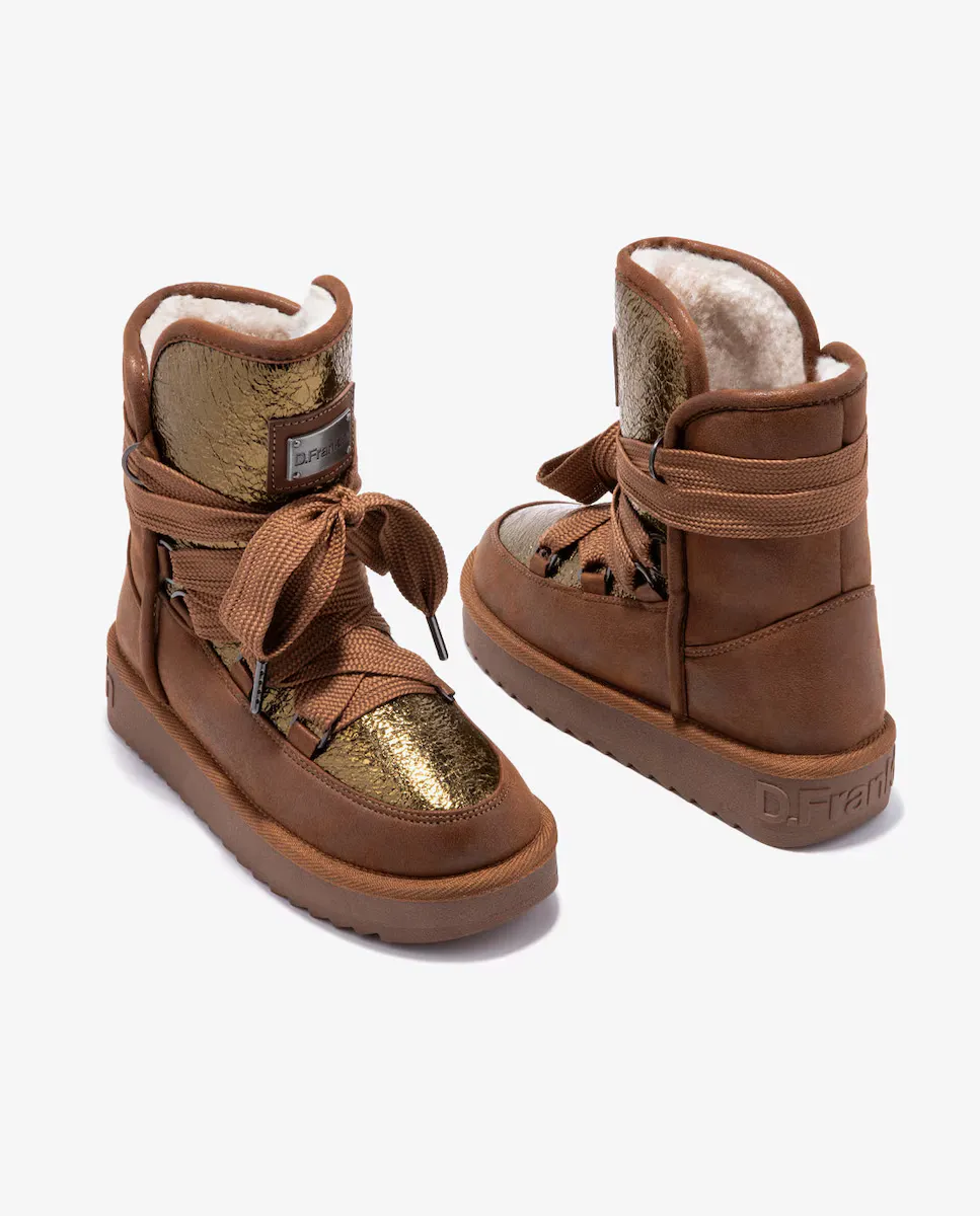 Женские ботинки в австралийском стиле с блестящим бантом в скандинавском стиле D.Franklin, светло-коричневый — фото 4