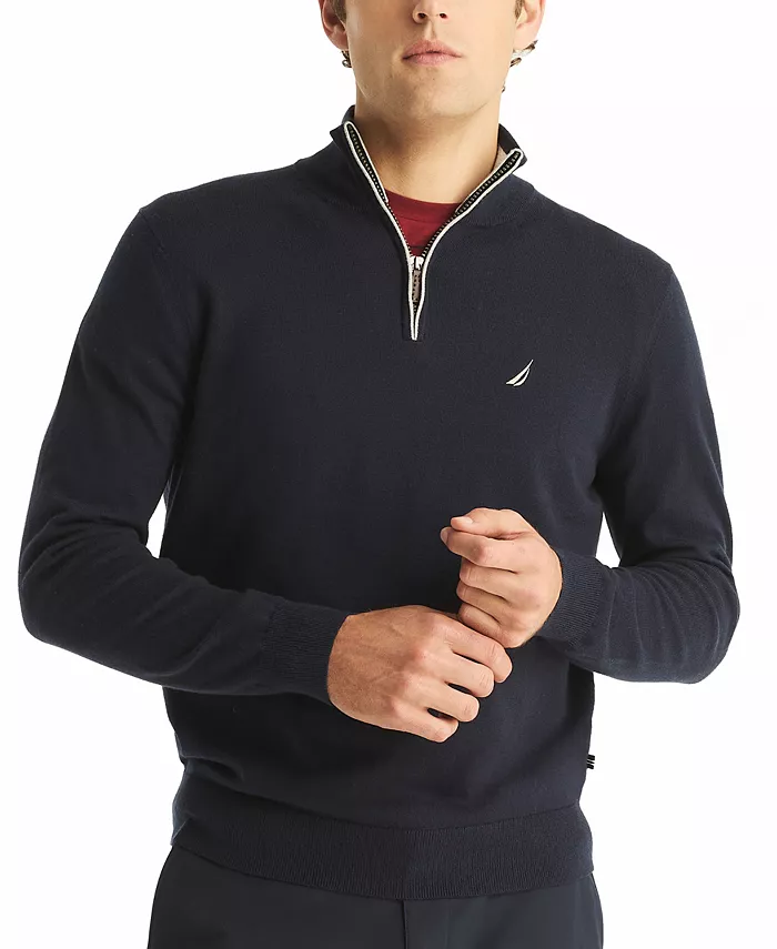 

Мужской свитер Navtech Classic-Fit с молнией до четверти, однотонный Nautica, синий