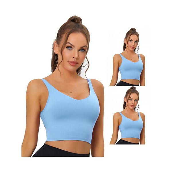 

3 упаковки женских спортивных бра с поддержкой средней степени Allegra K, Light Blue