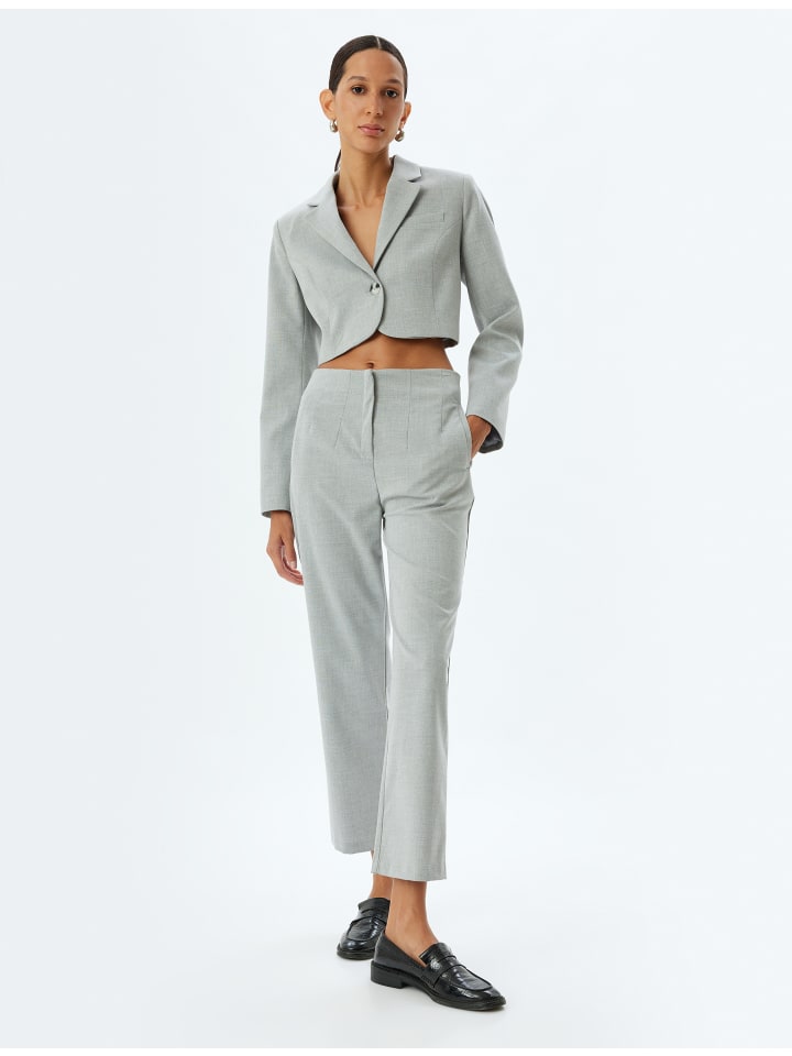 

KOTON Серые меланжевые брюки с узором