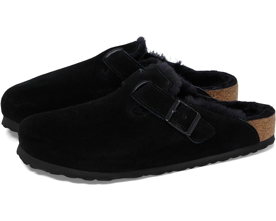 

Сабо Birkenstock Boston Shearling - Suede (Unisex), цвет Black/Black Suede