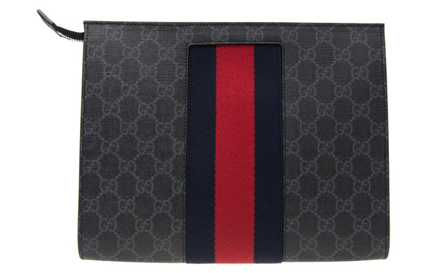 Gucci Клатч из парусины, стандартный, мужской, черный/серый — фото 4