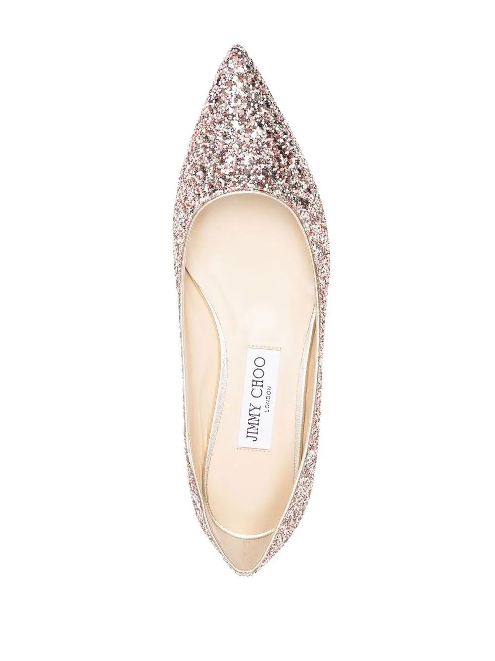 Балетки Romy с заостренным носком и блестками JIMMY CHOO, розовый — фото 4
