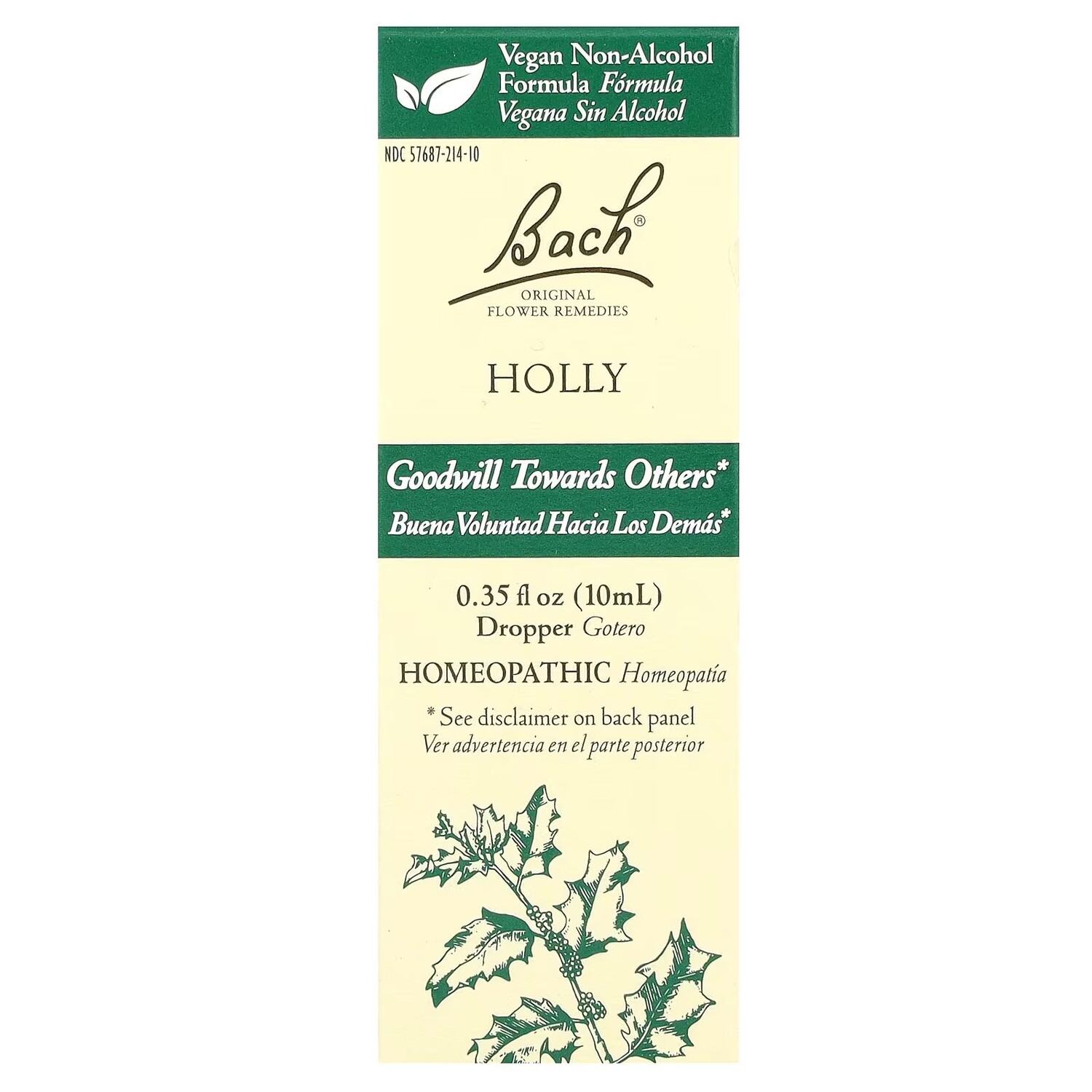 

Original Flower Remedies, Холли, 0,35 жидкой унции (10 мл) Bach