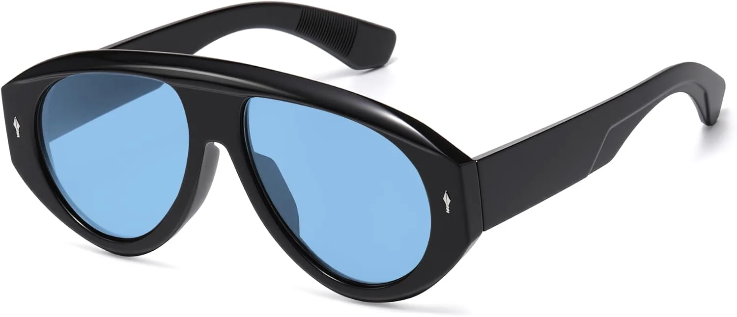 

Модные солнцезащитные очки-авиаторы VANLINKER большого размера в стиле ретро-винтаж для женщин и мужчин, дизайнерская модель VL9936, Black Frame Blue Lens