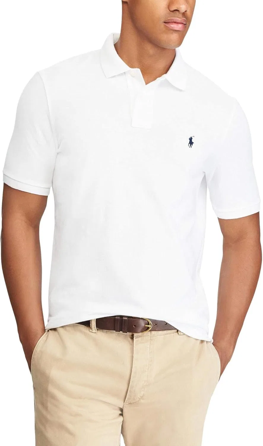 Мужская классическая рубашка поло POLO RALPH LAUREN, Basic White — фото 3