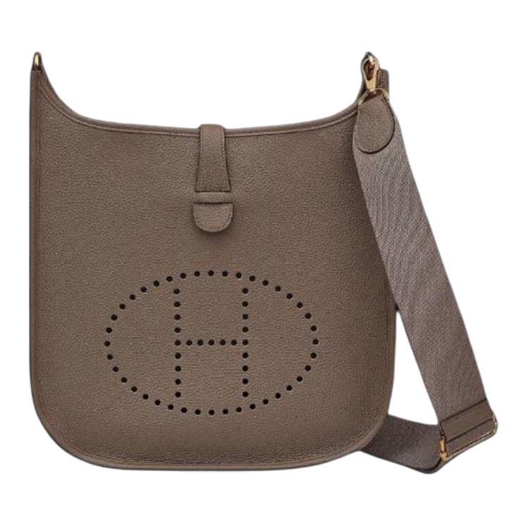 

Сумка кросс-боди Evelyne Clemence Bullock Leather женская 18 Etoupe Elephant Gray HERMES, K Stamp
