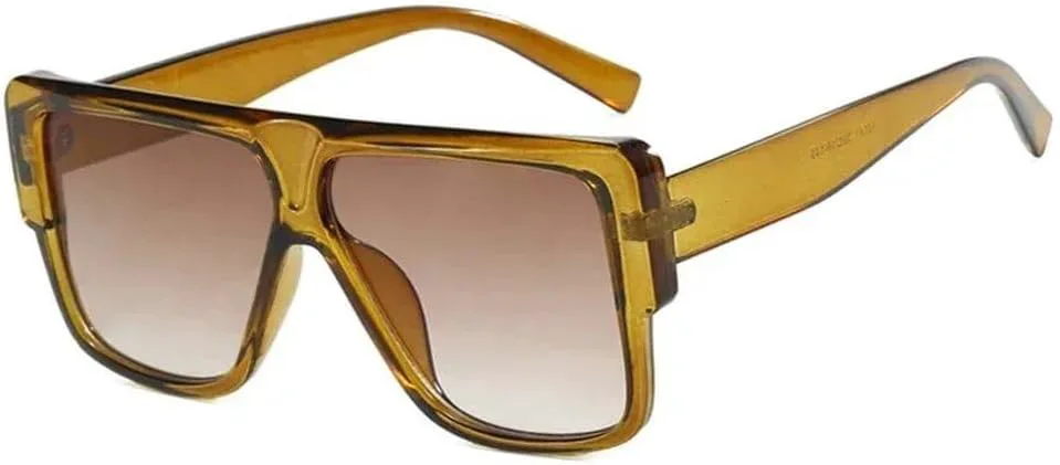 

Модные солнцезащитные очки большого размера 2027 года для женщин, ретро-градиентные черно-оранжевые оттенки, защита от ультрафиолета UV400 MTZJH, Olive Green Tea