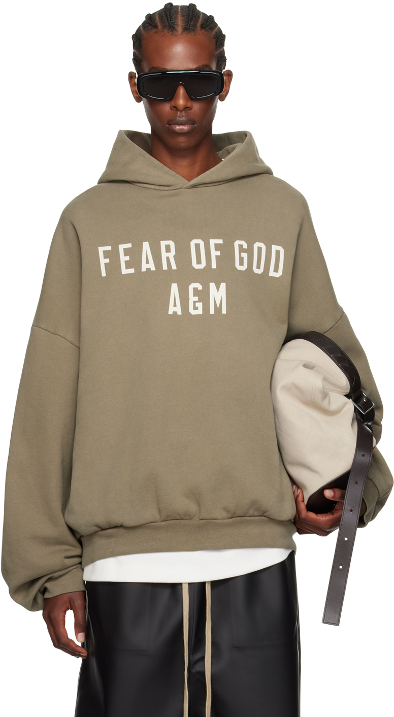 

Fear of God EENTIAL Хаки Тяжелая толстовка с капюшоном Fear of God ESSENTIALS