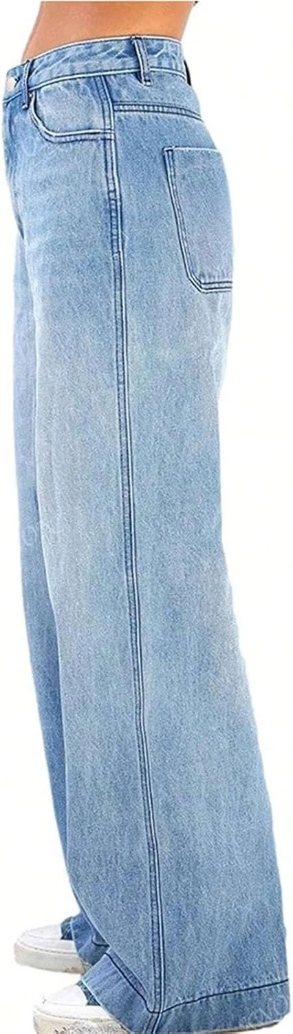 Прямые джинсы для женщин Baggy Boyfriend Wide Leg y2k Cargo High Waist — фото 3