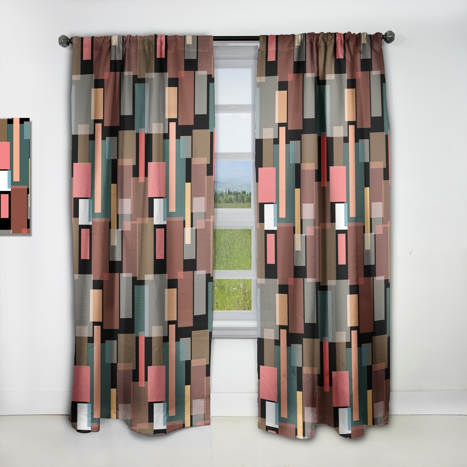 

Шторы затемняющие Designart Retro Square Design II, коричневый