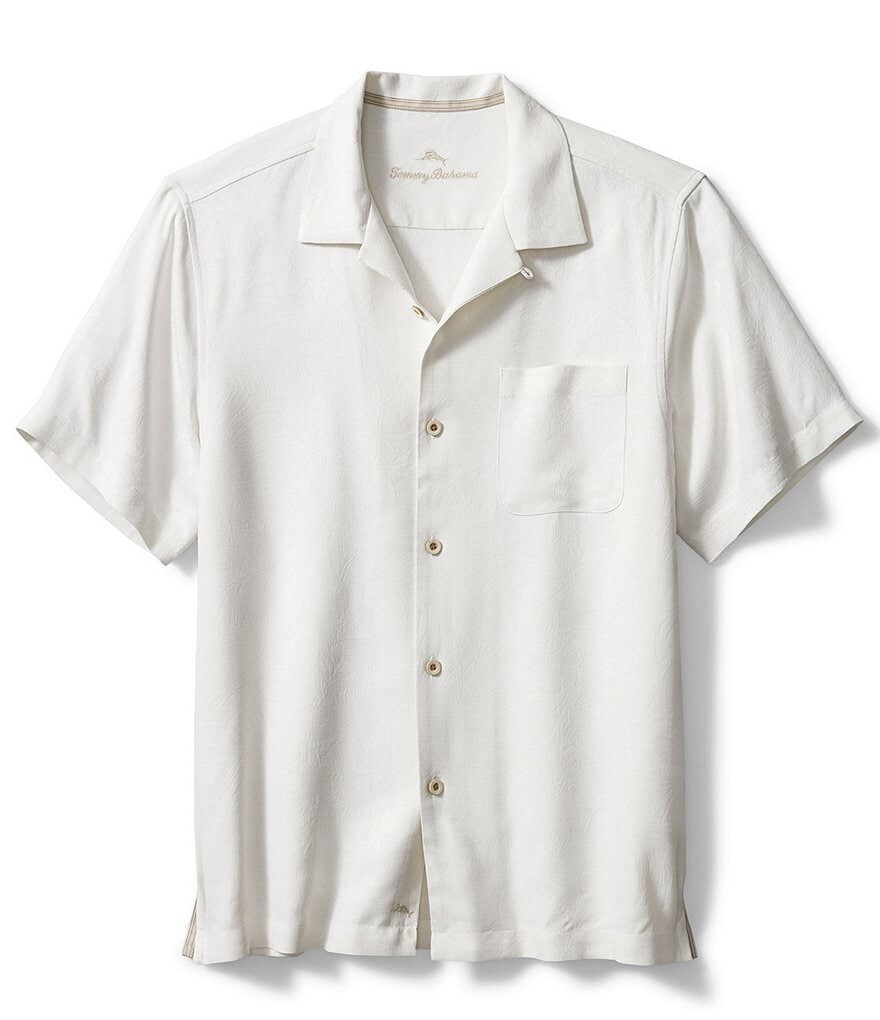 

Tommy Bahama Однотонная тканая рубашка с короткими рукавами и воротником-стойкой Tropic Isle, белый