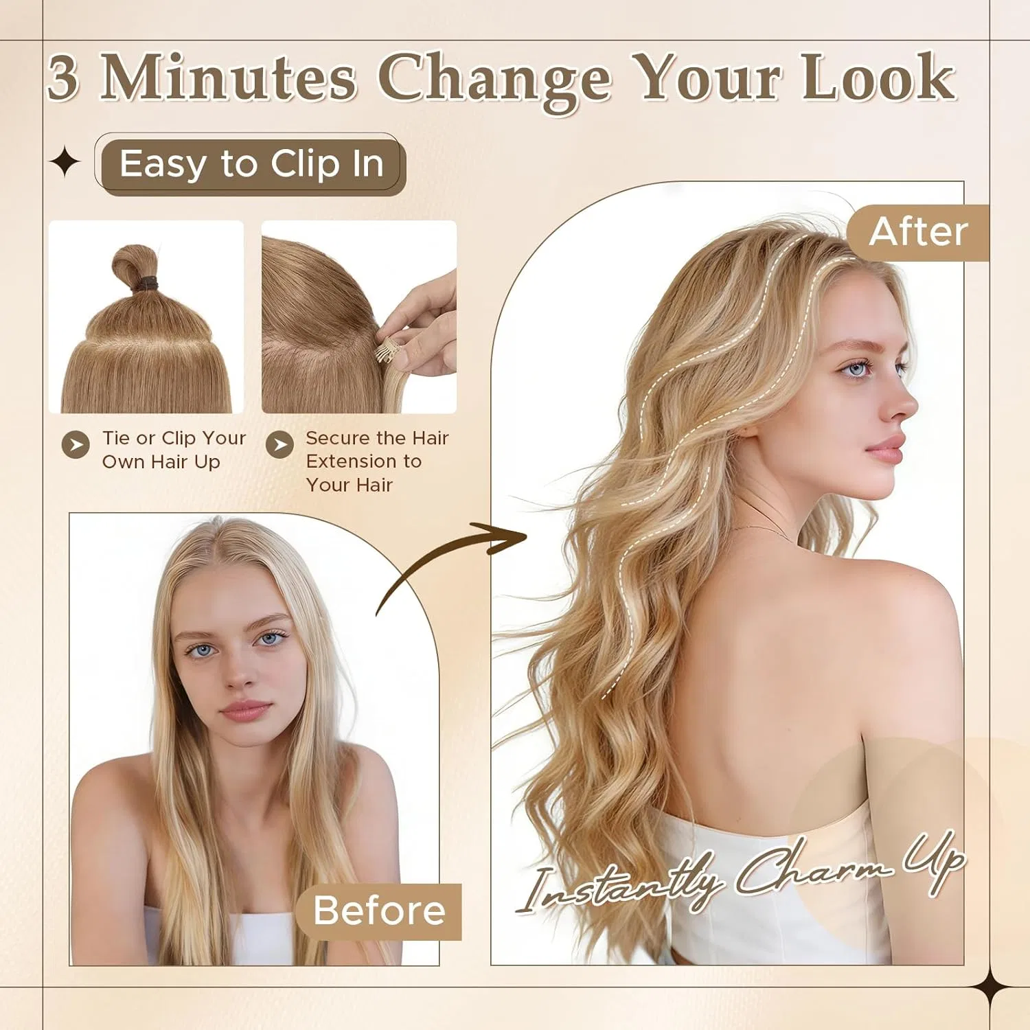 Накладные пряди MY-LADY Clip-In из натуральных волос, прямые, 25 см, 5 шт. My-Lady, 12P613 Golden Brown&Blonde — фото 3