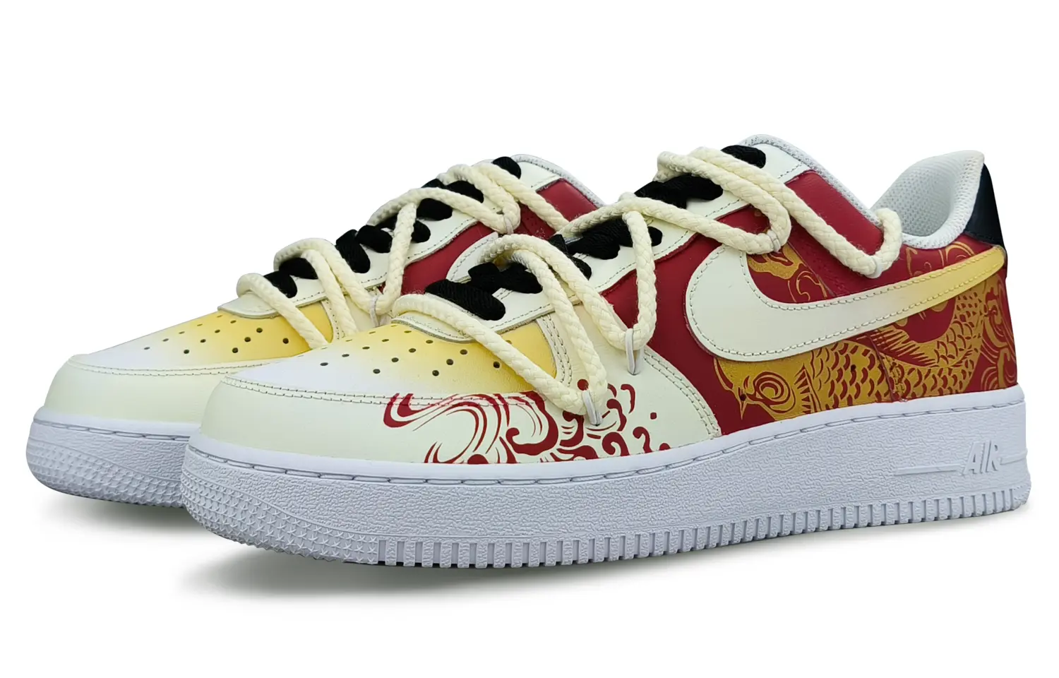 

Кроссовки Nike Air Force 1 Skateboarding Shoes Men Low-top Red/Gold/Yellow/White, золотой/красный