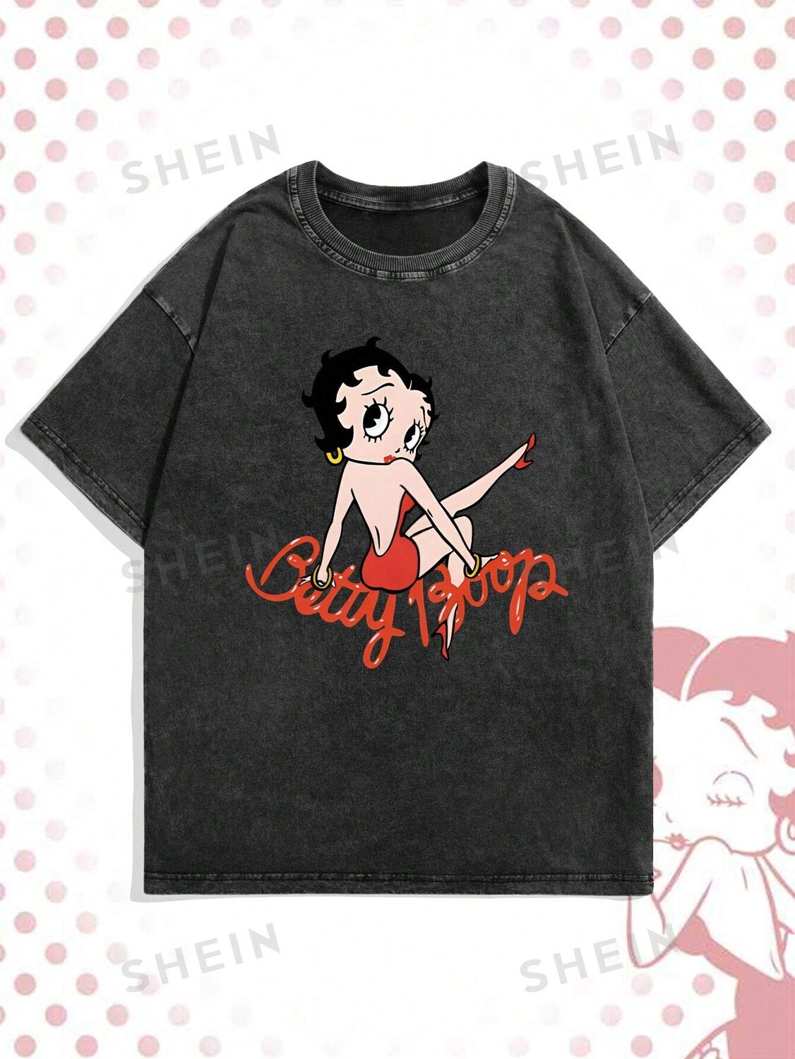 

Betty Boop | Футболка с короткими рукавами с рисунками и буквами Для мужчин подойдет в качестве повседневной одежды в школу Romwe, черный