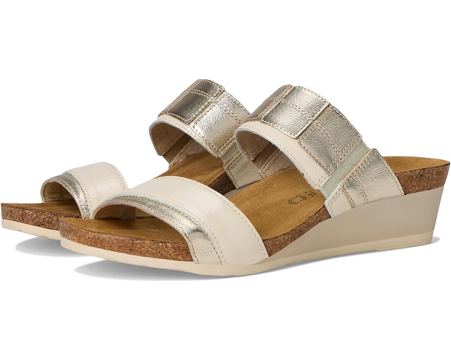 Туфли Naot Royalty, цвет Radiant Gold Leather/Ivory Crinkle Patent Leather