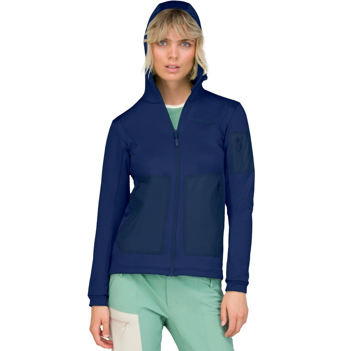 

Флисовая утепленная куртка с капюшоном Falketind Warm2 Stretch Norrona, индиго