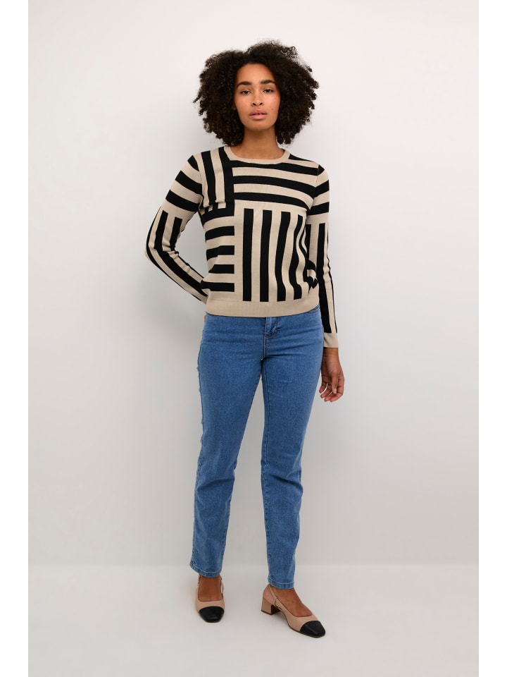 

Kaffe Вязаный свитер Katilde приталенного кроя, цвет «перьевой серый/темная полоска»