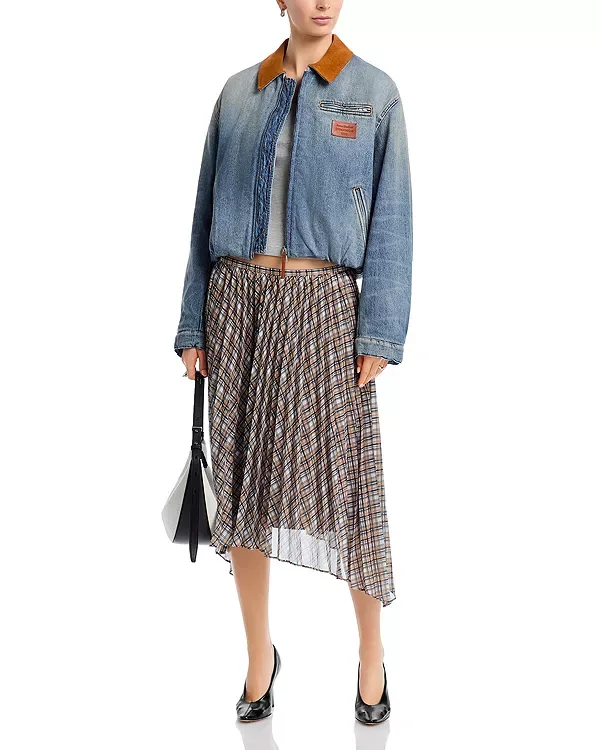 Асимметричная клетчатая юбка Acne Studios, Grey — фото 2