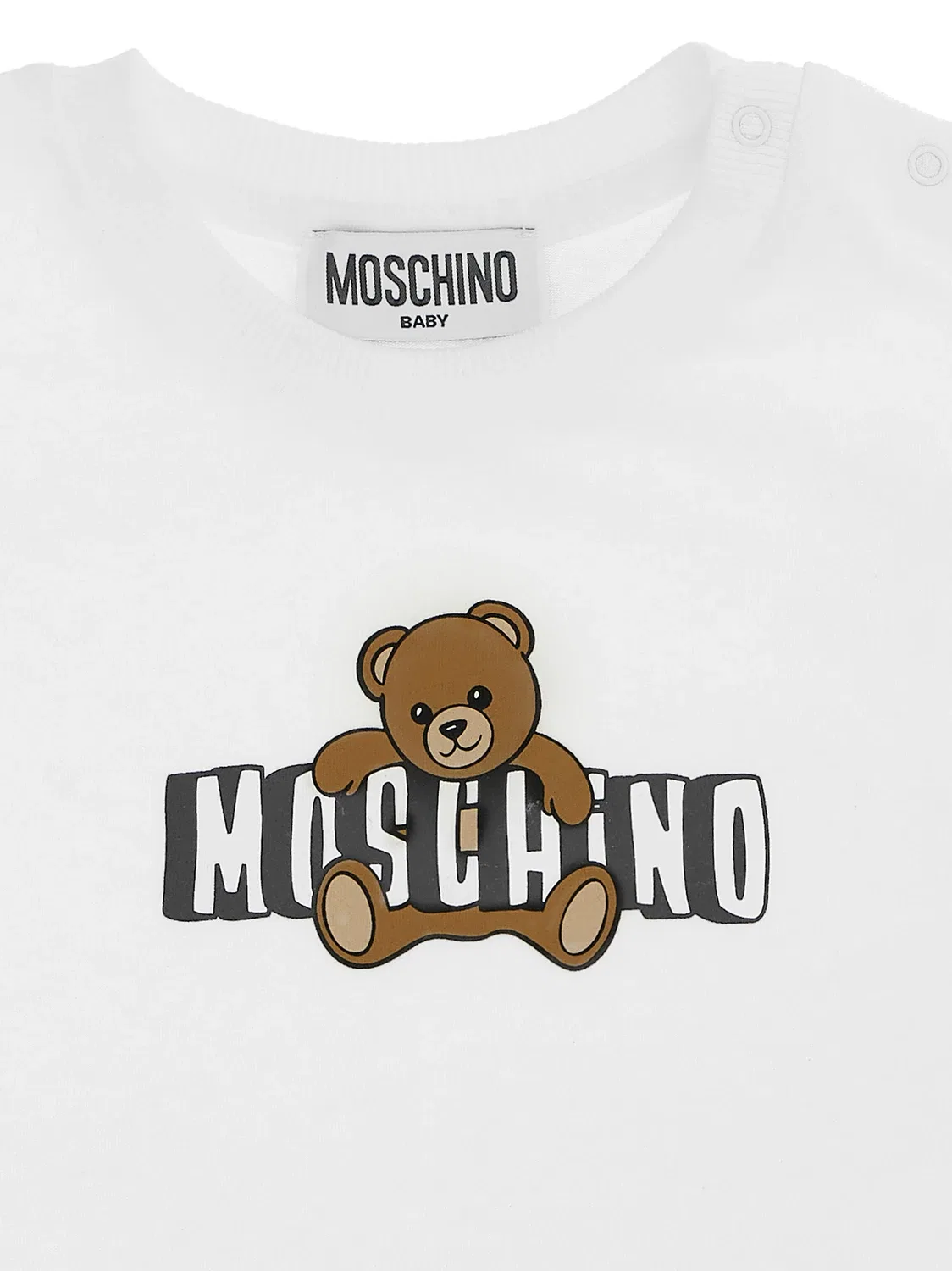 Костюм из футболки и шорт-бермудов «Мишка Moschino» Moschino Baby, белый — фото 4