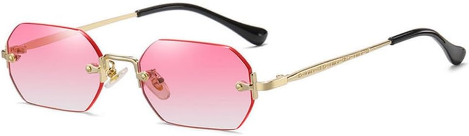 

Солнцезащитные очки без оправы, прямоугольной формы, маленькие, мужские и женские, металлические, золотистые, многоугольные, защита от УФ-излучения UV400, без оправы MTZJH, 3